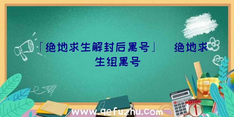 「绝地求生解封后黑号」|绝地求生组黑号